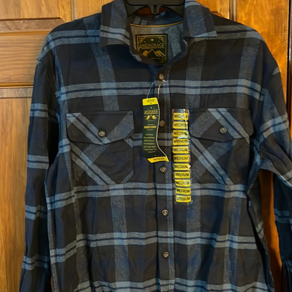 Naee Anchorage Mens Brawny Flannel Shirt Bluestone M NWT